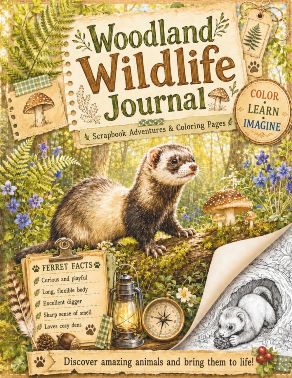 Woodland Wildlife Journal: Scrapbook Adventure & Coloring Pages
