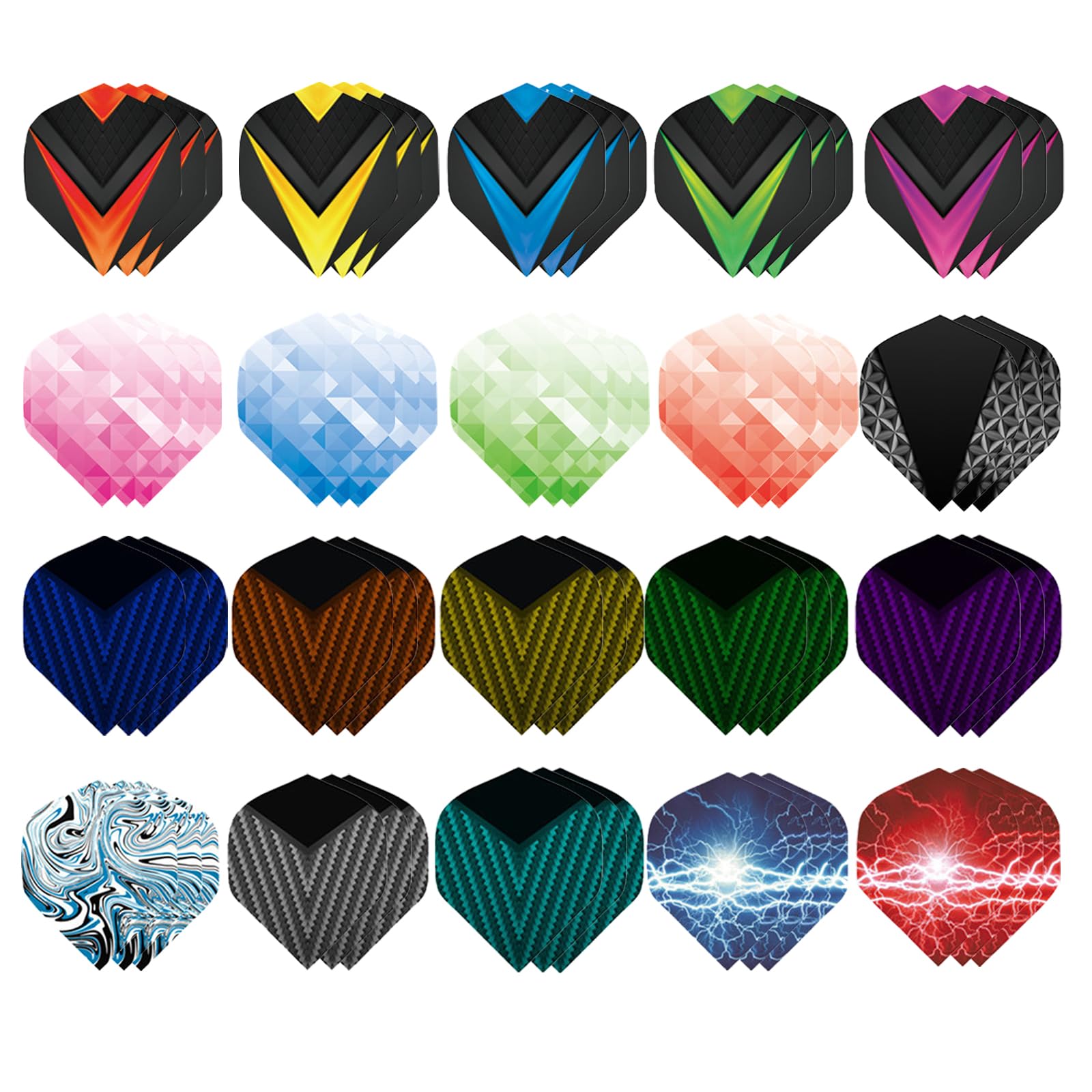 Stabilisateurs Vol Fléchettes Jeu De 60 Ailettes De Fléchettes ToBeIT - 10 Motifs Différents Pour Fléchettes Souples Ou Acier | Accessoires Dart Jeu Ailettes 60 Pièces