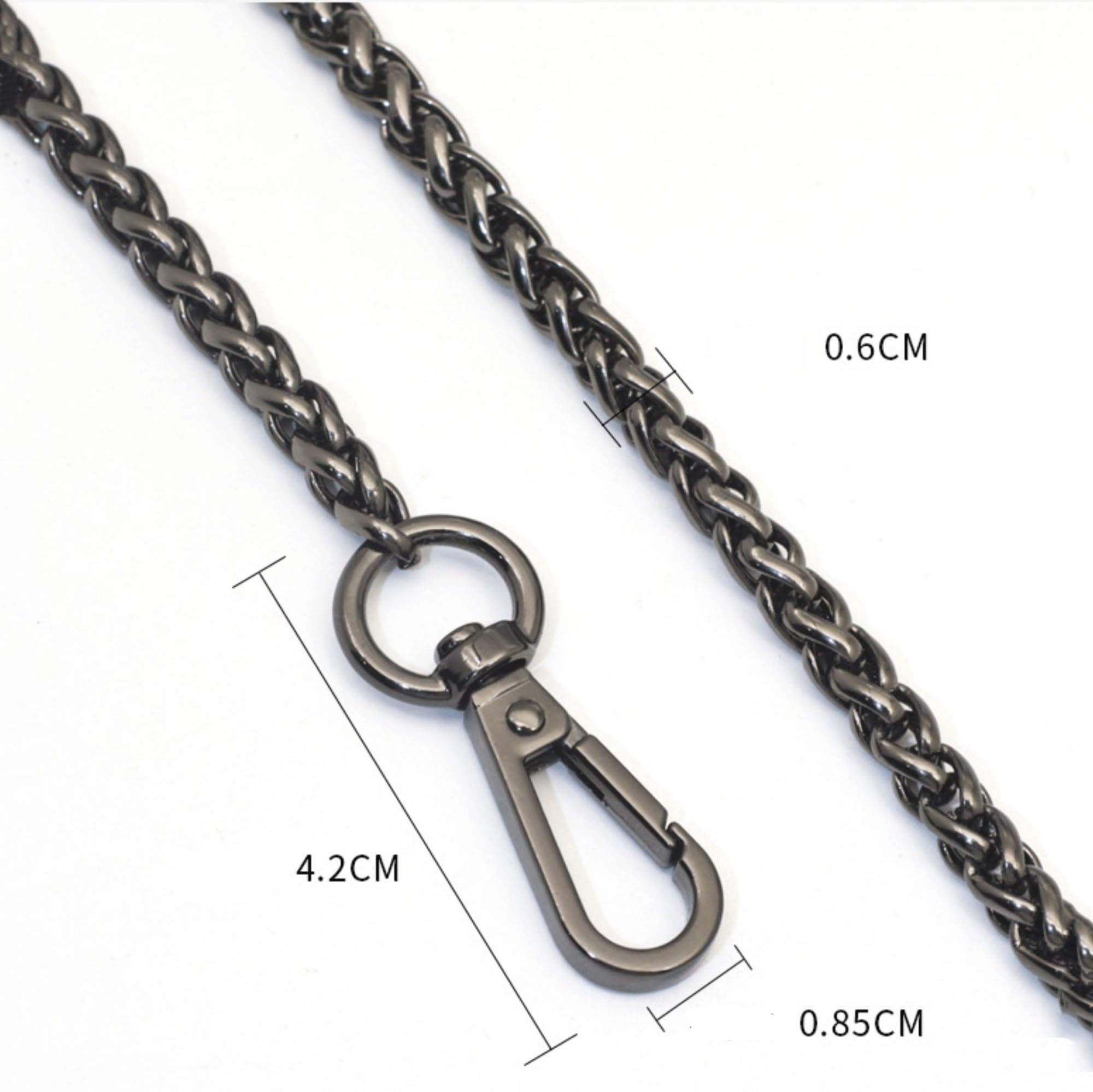 Correa de Hombro para Bolso de 40 cm / 60 cm / 90 cm / 100 cm / 110 cm / 120 cm, Hecha a Mano, en Dorado y Plateado, con Acabado en Bronce Cepillado Negro, Bandolera, Cadena de Met