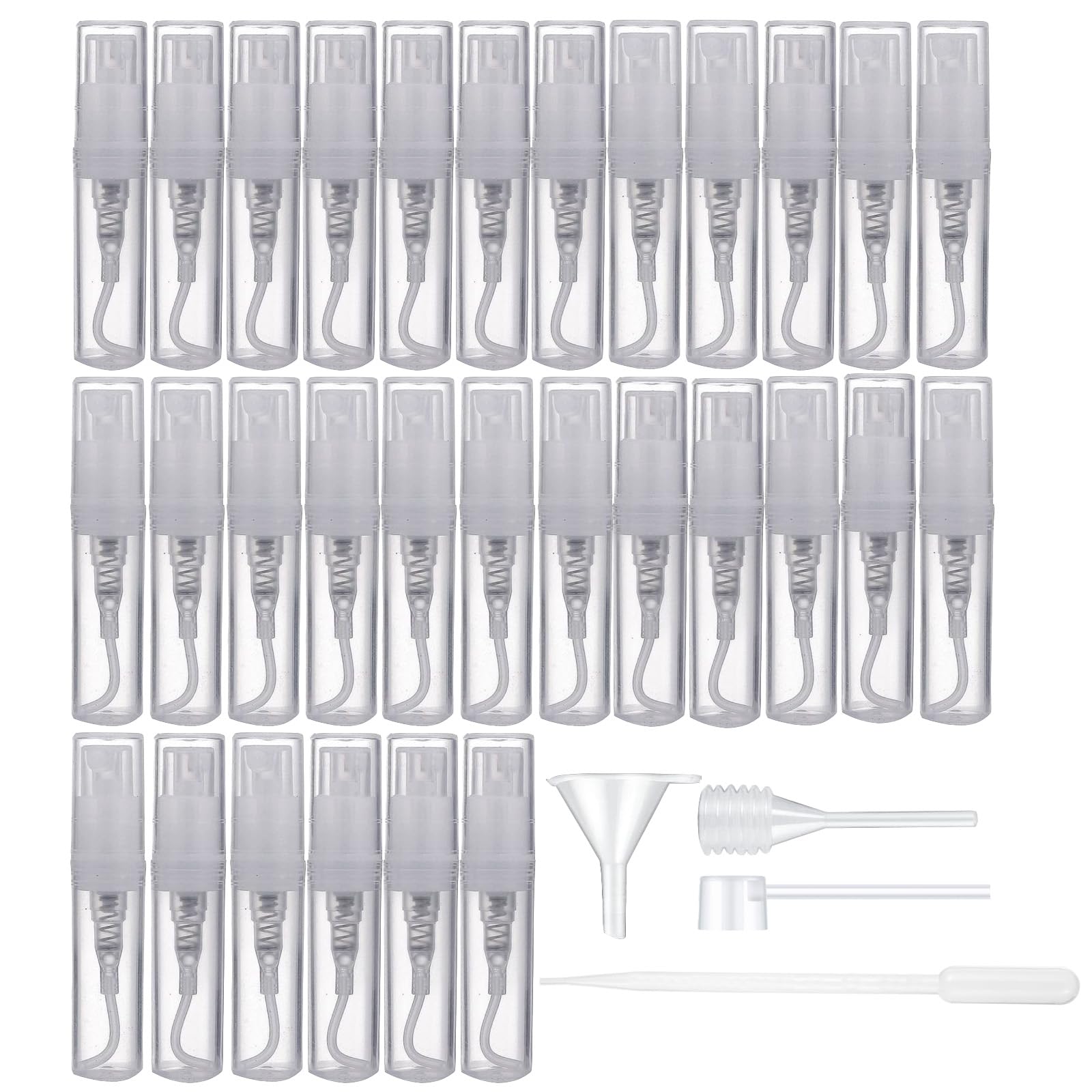 CNHDCT 30 Pcs 2ml Mini Clear Plastic Spray Bottle Portable small Perfume Atomizer for Cleaning, Travel, Perfume,Cleaning agent, transparent, FZP168