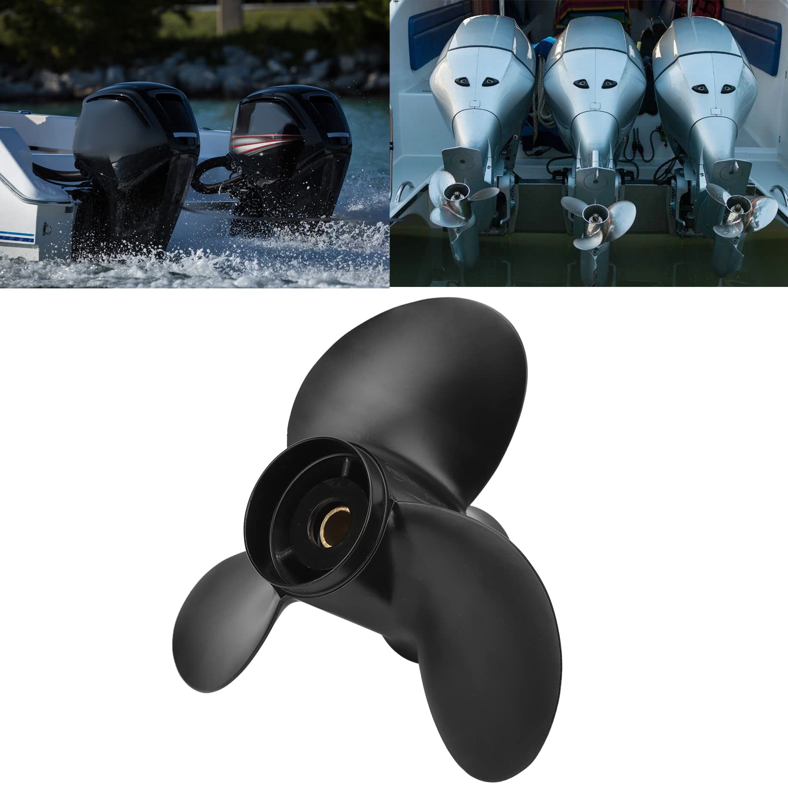 Dreiflügeliger Bootsmotorpropeller für 8-20 PS Außenbordmotoren, 10 Zähne, Rechtslauf, 10 Zoll Steigung, Ersatzpropeller aus Aluminiumlegierung