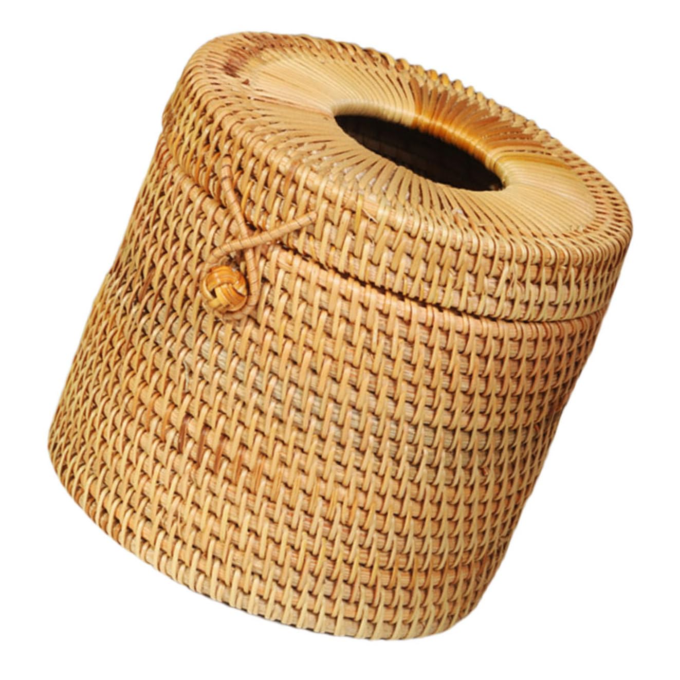 Boîte à mouchoirs ronde en rotin BESTYASH pour table