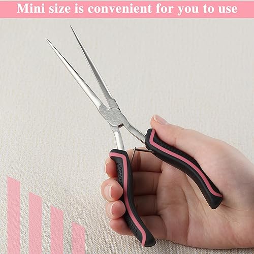 Miniatura 34 de Mini alicates de punta de aguja para fabricación de joyas, alicates de nariz de cadena de 6 pulgadas con mandíbulas lisas, mini pinzas de precisión