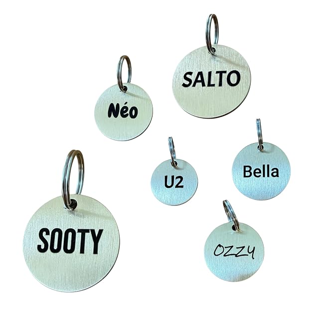 Foto 8 de 8 de UNIKTAG - Medalla grabada para perros o gatos, medallón grueso personalizable, 3 tamaños, medalla de latón…