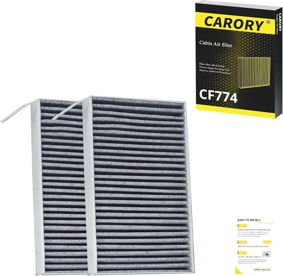 Cabin Air Filter w/Activated Carbon for Tesla Model 3 (2017-2025), Model Y (2020-2025), OE# 1107681-00-A, CF12774, XC11952C