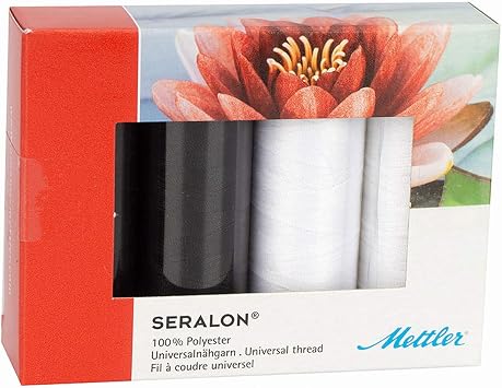 Amann METTLER SERALON NO.100 Yarn Set Perfect All-Over Sewing in Standard Universal Colours for Flawless Stitching (4 x 200 m)