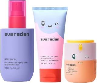 Evereden Kids Detangler Spray & Happy Morning Duo | Detangler Spray - Tackle Tough Knots & Cloud Face Wash + SPF 20 Mineral Face Cream | Vegan, Non-Toxic Hair & Skin Care for Kids 3+