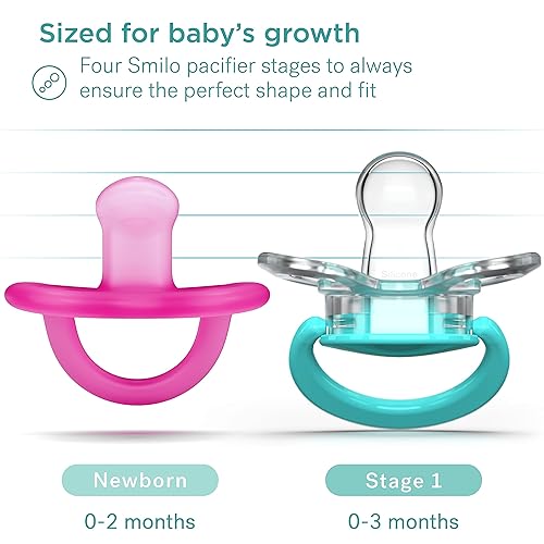 Miniatura 9 de Smilo Chupete para bebé, paquete de 2 chupetes delgados para bebés con caja de esterilización, etapa 1 para bebés de 0 a 3 meses, chupetes 100% de