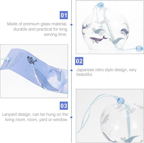 Miniatura 7 de 1 campanilla de viento de estilo japonés, colgante de campana de viento de vidrio decorativo para exteriores e interiores, decoración del hogar de