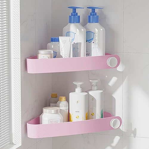 Miniatura 14 de Sotfamily Organizador de Ducha de Plástico Esquinero (Solo para 90°), Juego de 4 Estantes de Ducha Adhesivos de Esquina para Organizadores y
