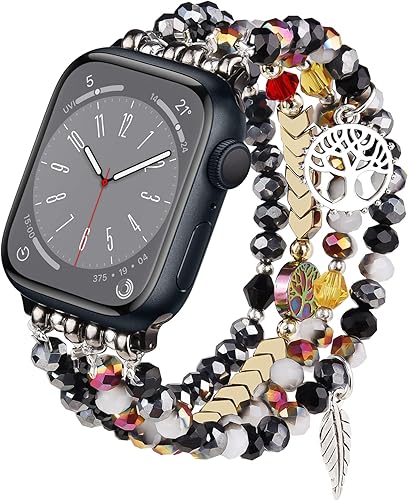 Miniatura 26 de MOFREE - Pulsera de cuentas elástica para reemplazo de correa de Apple Watch de 40 mm, 38 mm, 41 mm, 42 mm para Series SE, 10, 9, 8, 7, 6, 5, 4, 3,