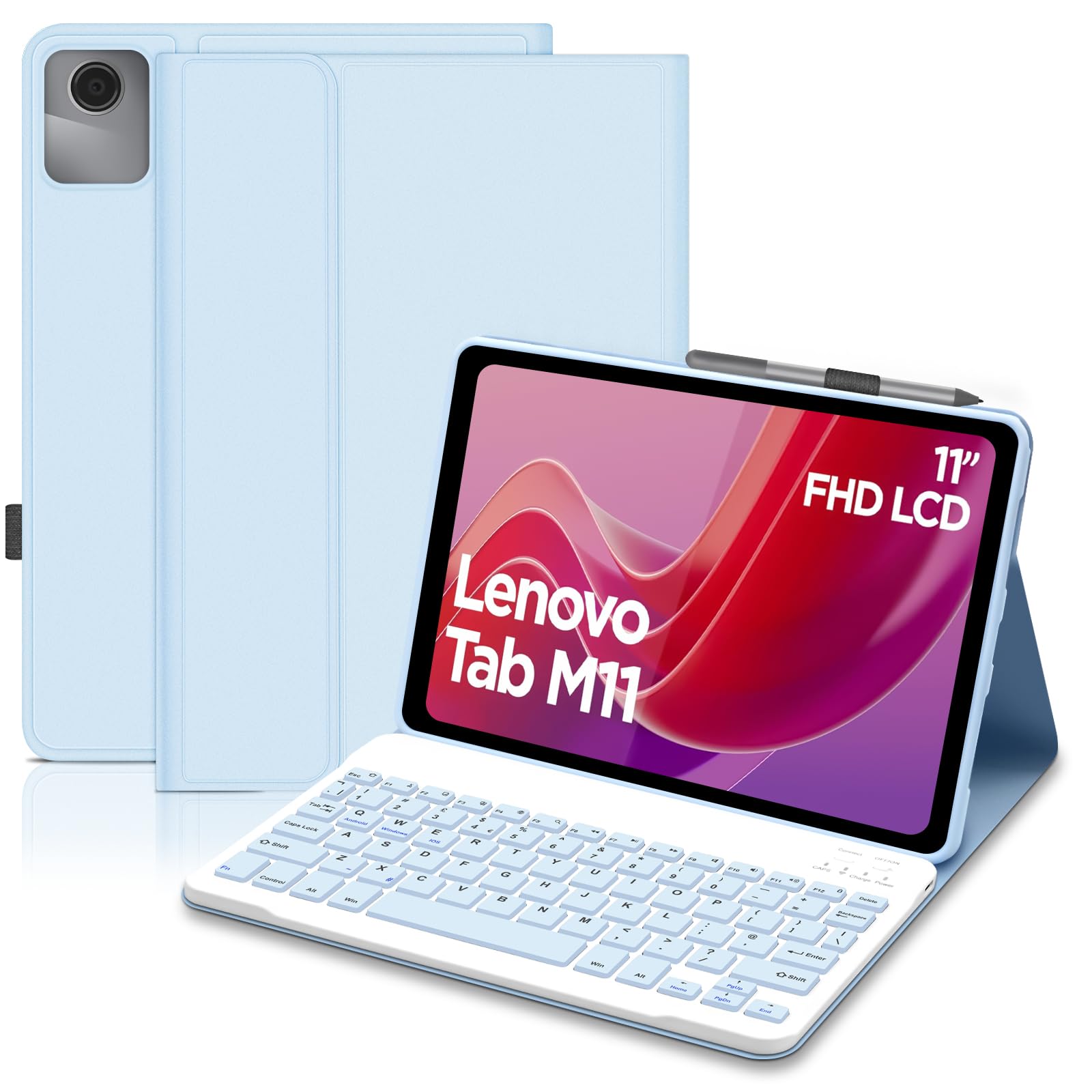 Funda para Lenovo Tab M11 con Teclado de 11 Pulgadas 2024, diseño del Reino Unido para Lenovo Tab M11, Funda Inteligente Delgada con Teclado Desmontable y Soporte
