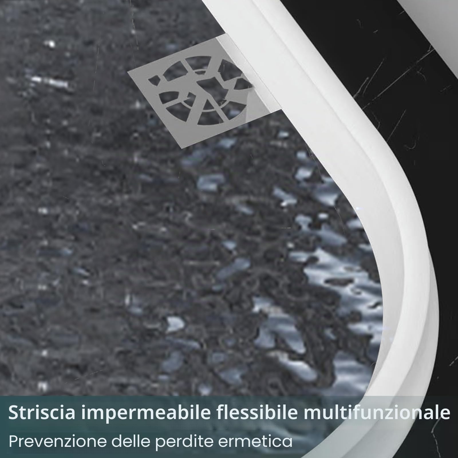 Striscia protettiva per doccia, autoadesiva, 4 cm di altezza, pieghevole, per la separazione del naso (bianco, 5 m)