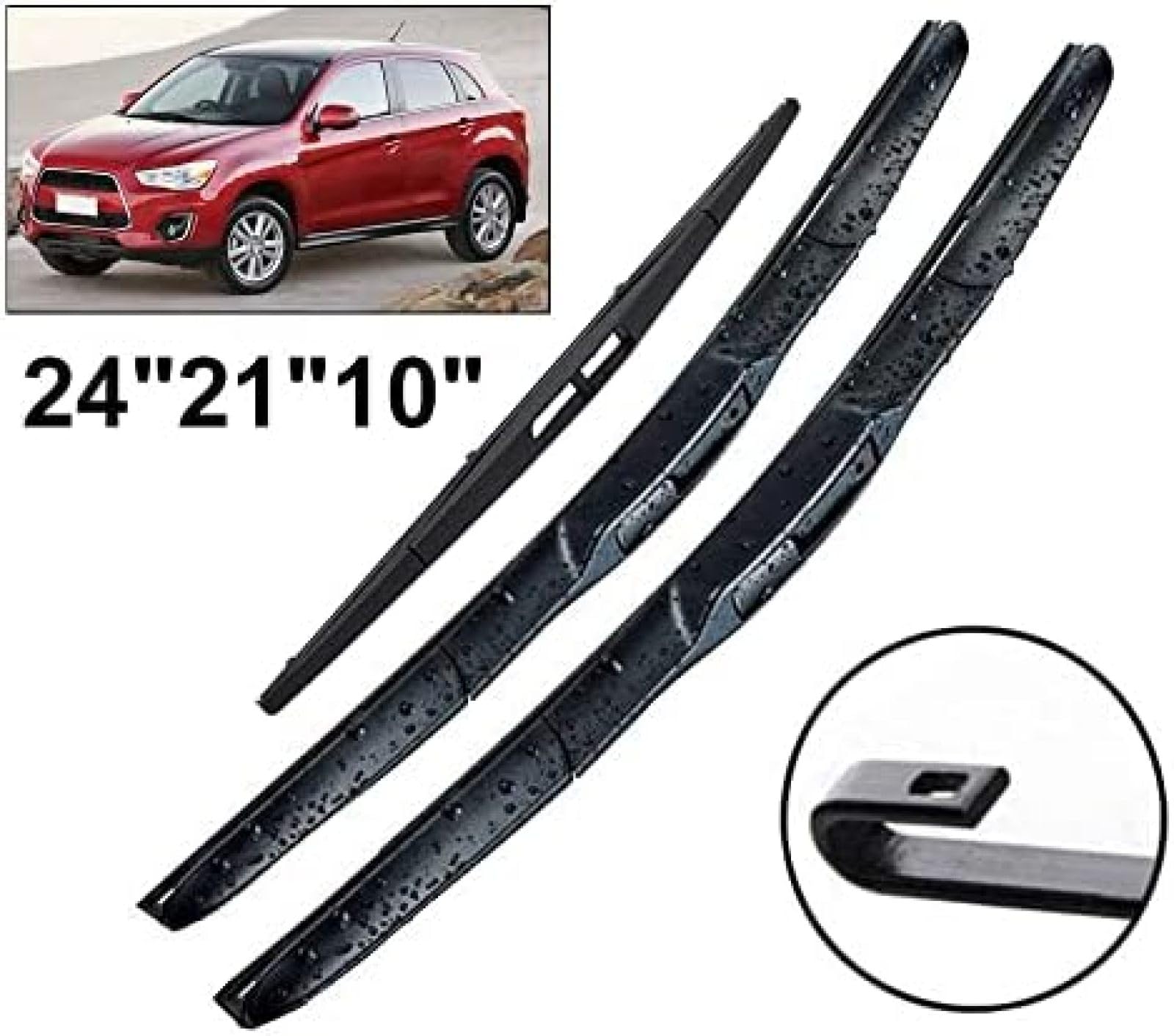 Juego de escobillas limpiaparabrisas Delanteras y traseras de 24 ", 21" y 10 ", para Mitsubishi ASX, para Outlander Sport RVR MK3 2010 2011 2012 2013 2014 2015 2016 2017 2018 2019