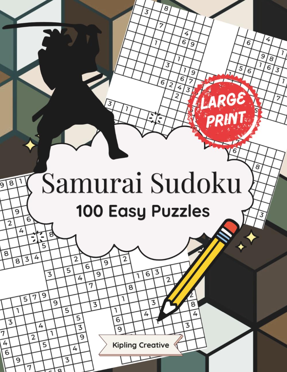 Large Print Samurai Sudoku: 100 Easy Puzzles (Large Print Brain Training for Adults)