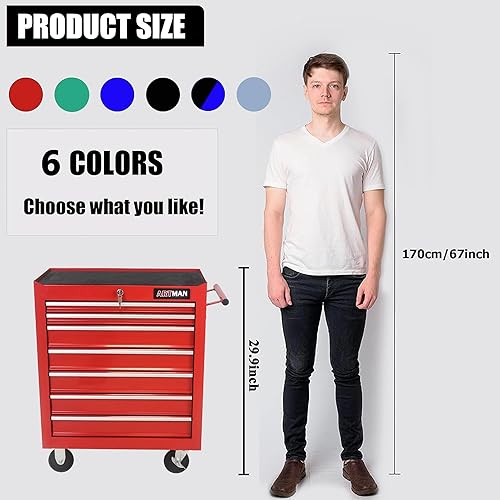 Miniatura 2 de Carrito de herramientas de 7 cajones con ruedas, multifuncional, almacenamiento de herramientas, organizador de herramientas para garaje, almacén,