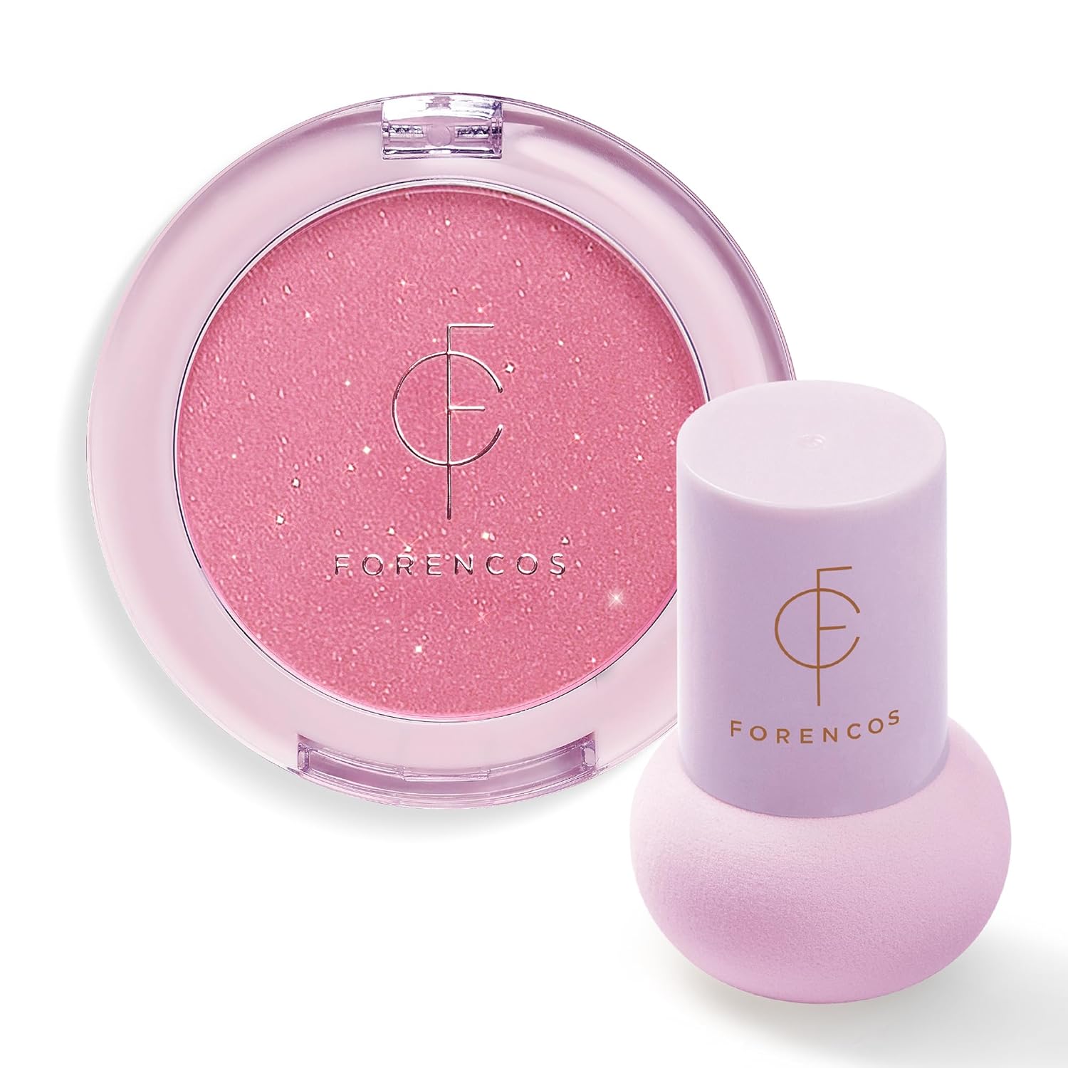 FORENCOS Matte Blush Set (Puff Included), Glitter Long Lasting Korean Blush Power, Zero Sebum Shine, Flawless Finish, Easy Blending, Lightweight & No Cakey Residue, Glitter (PURE MURIELLE)