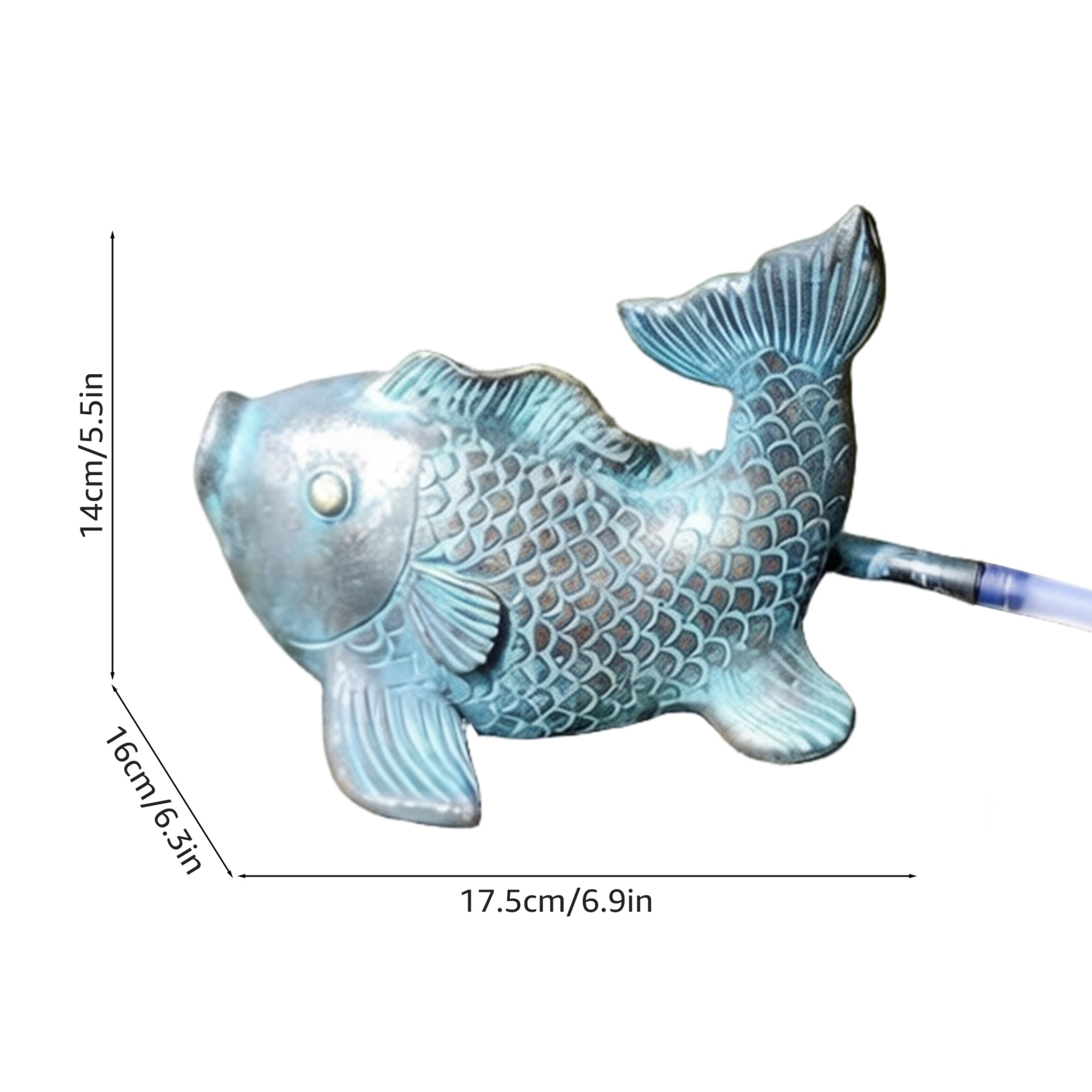 Cracheur d'étang Solaire Poisson Fontaine Décor Résine Jardin 6,89x6,30x5,51 Pouces