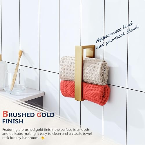 Miniatura 9 de KOKOSIRI Soporte de papel higiénico Portarrollos Toallero Anillo Toalla de mano Soporte de toalla de 9 pulgadas Soporte de pared Oro cepillado