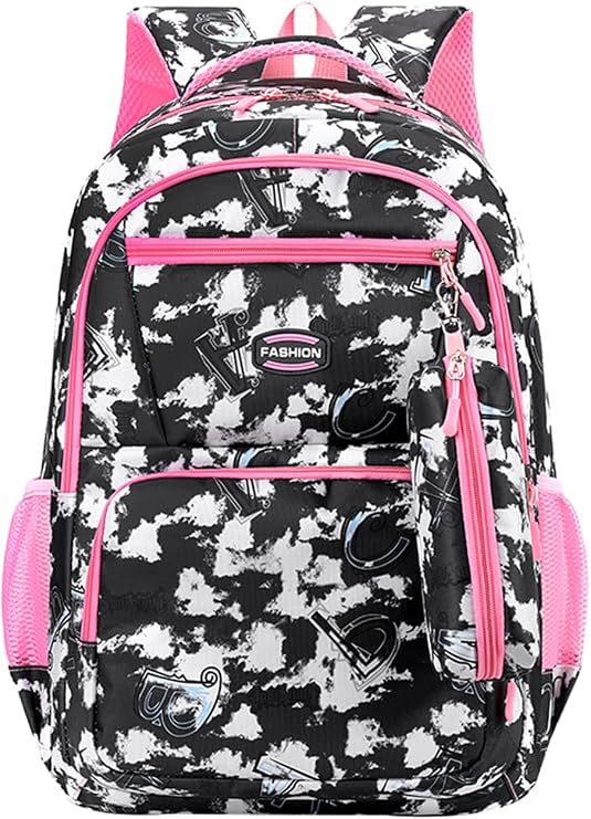 JiaYou Girls Primary School Daypack Soft Breathable Elementary School Backpack(Black,30 Liters)