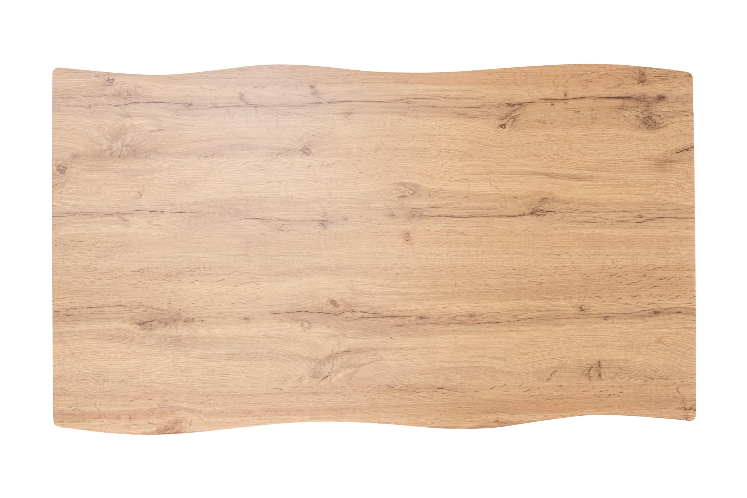 SAM Tischplatte Joan | 120 x 70 cm eckig | Holz | Farbe: Eiche | Baumkante | Holzplatte für Küche & Café