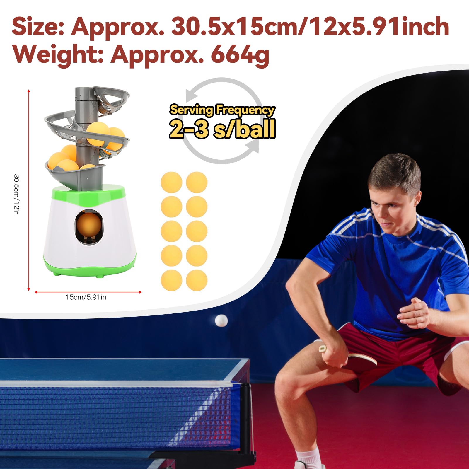 Robot de Tennis de Table Automatique, Entraîneur de Ping-Pong, Lanceur de Balles Automatique, Lanceur Automatique de Tennis de Table Ping-Pong, Dispositif d'entraînement pour Entraînement
