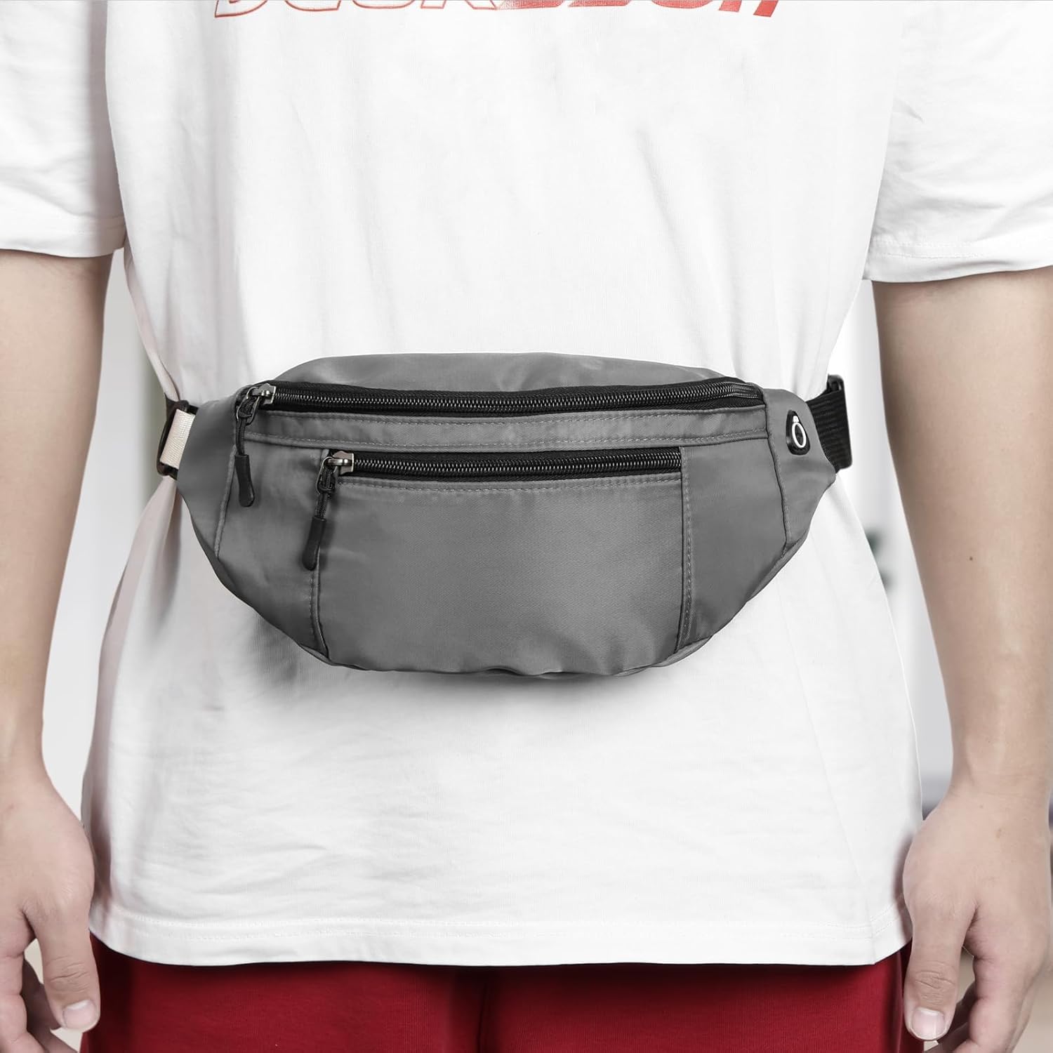 5PCS Crossbody Fanny Pack Large Capacity Waist Bag with 4-Zipper Pockets Adjustable Strap Fanny Packs Waterproof Oxford Cloth Travel Belt Bag for Outdoor Shopping Travel Men Women,Gray - Image 9