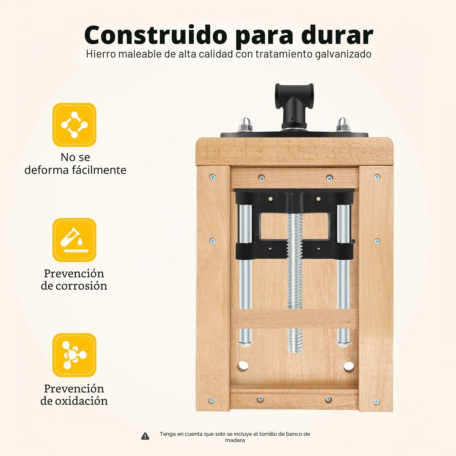 Tornillo de banco de madera para carpintería, carpintería, bricolaje, taller, con 15 cm de distancia central, 20 kg, capacidad de carga 5,3 kg, color negro y plateado