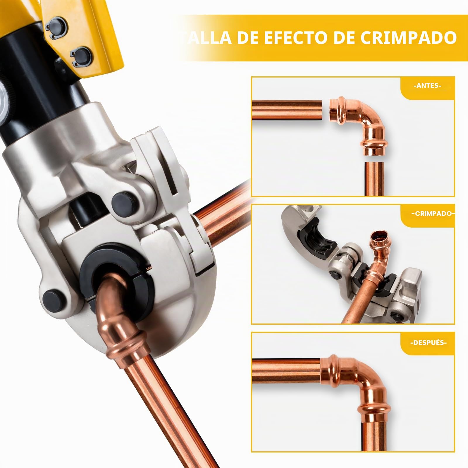 Alicates Prensadores de Tuberías TEENO(100 kn), Prensa Multicapa Manual con Cortatubos, Crimpadora Hidráulica Multicapa para tubo compuesto con accesorios de contorno TH16, TH20, TH26, TH32, 360°