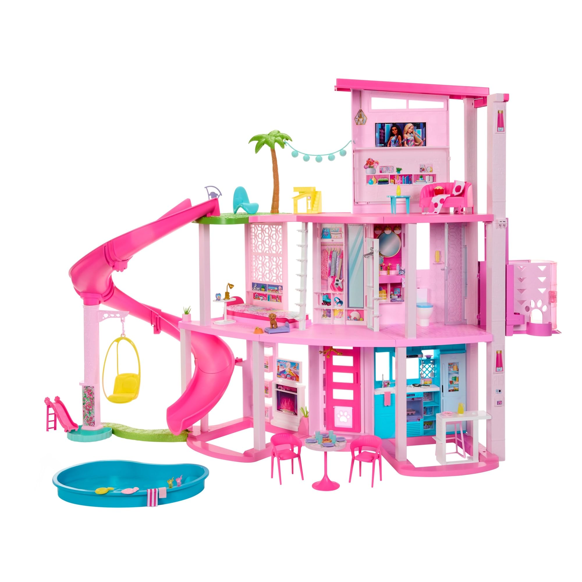 Barbie Dream House HMX10 3 Large Sliding House (Light and Sound) Barbie Doll (Dress-Up Doll/Doll House, Accessory Playset) (3 Years Old and Up) [Present]