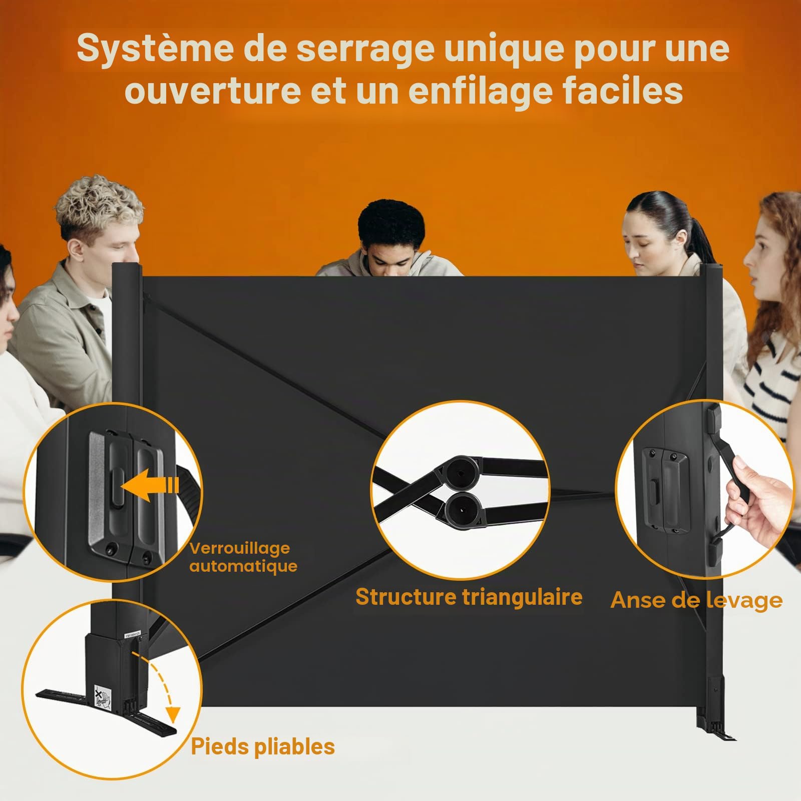 Écran de projection portable 50 pouces 4:3 avec support rétractable pour films intérieurs et extérieurs