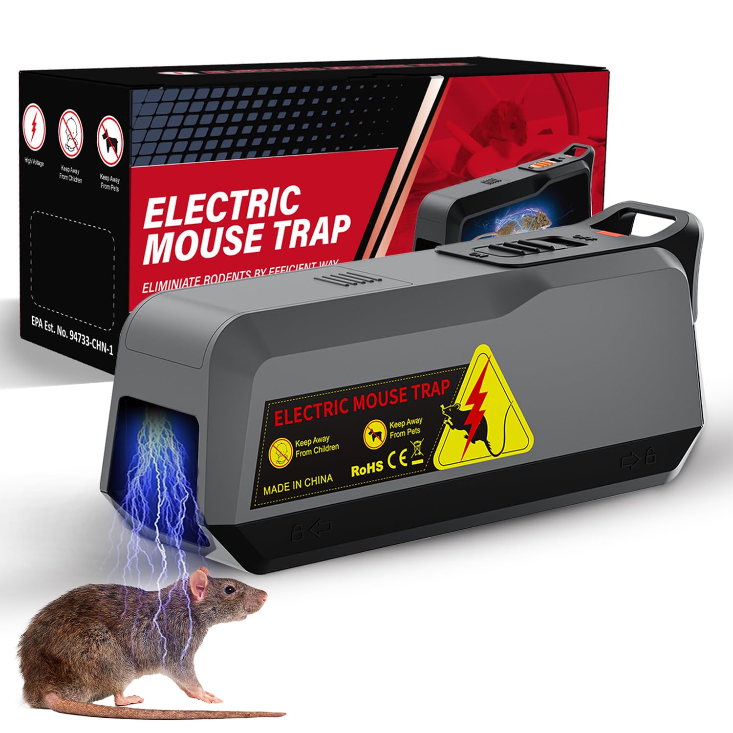 Electric Rat Trap (2 Pack) - High Voltage Mouse Zapper, Humane Indoor Rodent Killer With Auto Door & Bait Area