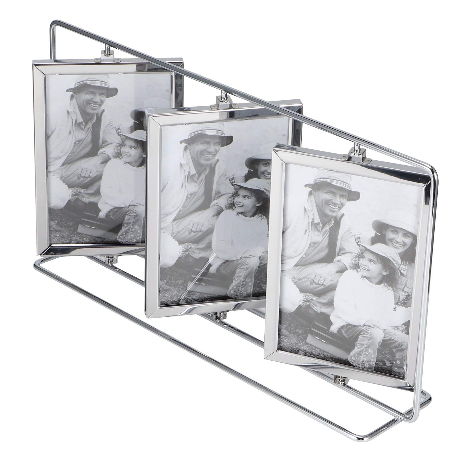 Rotating Metal Photos, Triple Collage Retro Stainless Steel, Company Gifts, silver