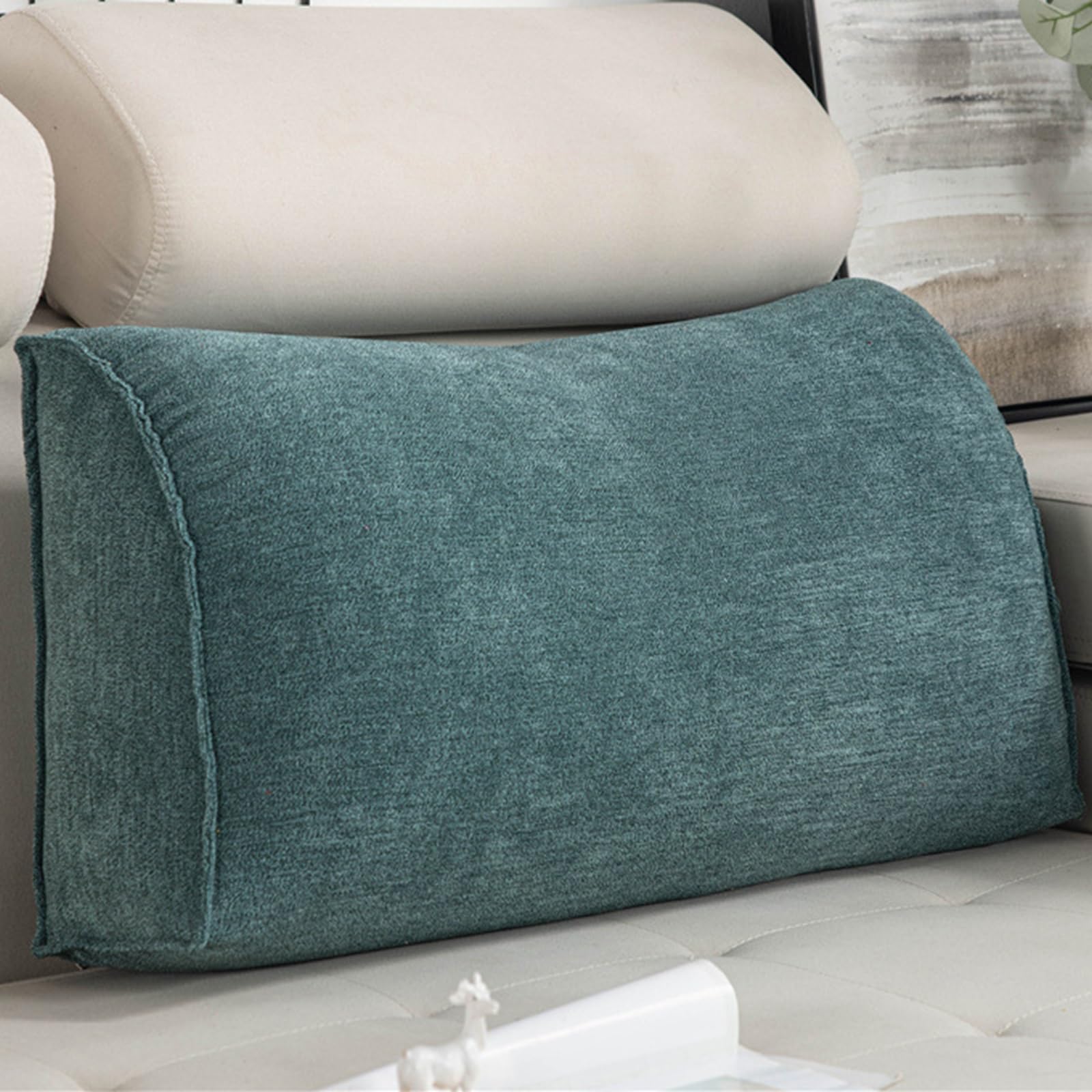 Dossier de lit en coton NEPHRA oreiller triangulaire déhoussable vert