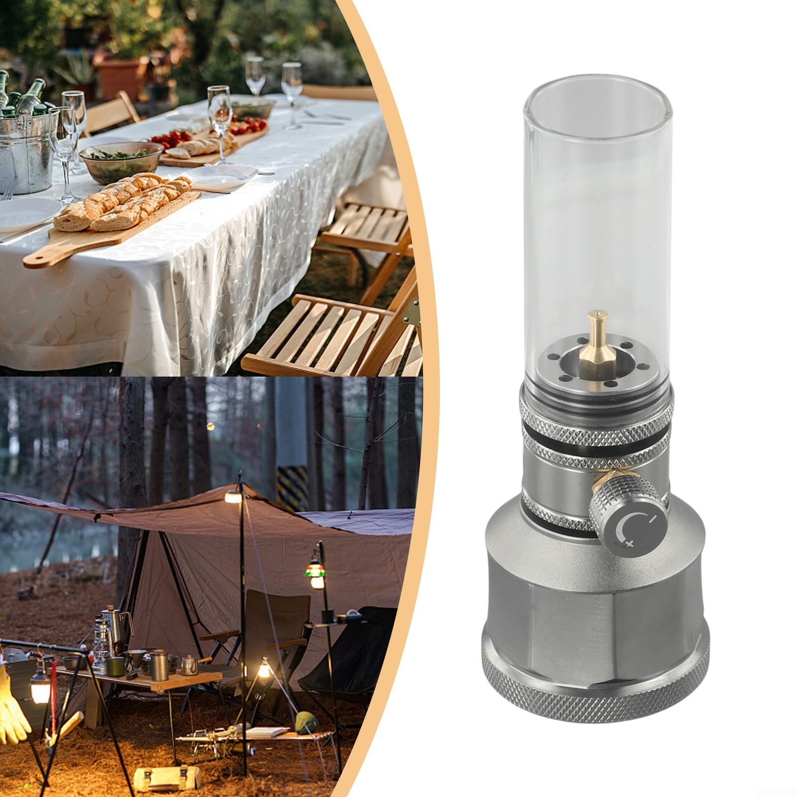 Lanterne à gaz d'extérieur avec tige d'extension de réservoir vide, pour camping, randonnée, et aventures en plein air (lanterne à gaz avec réservoir)