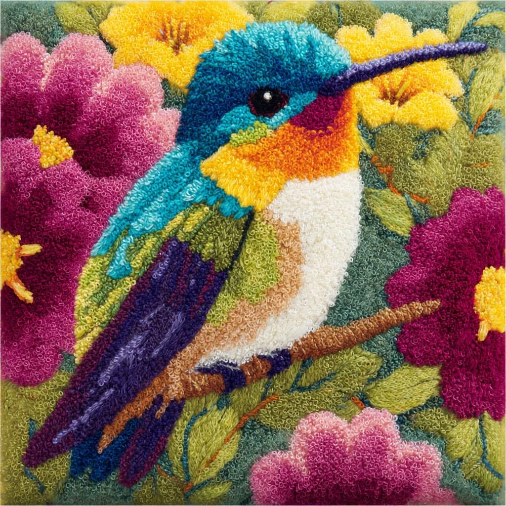 Henypt Latch Hook Kits-C Latch Hook Cushion Kits, Flowers And Birds