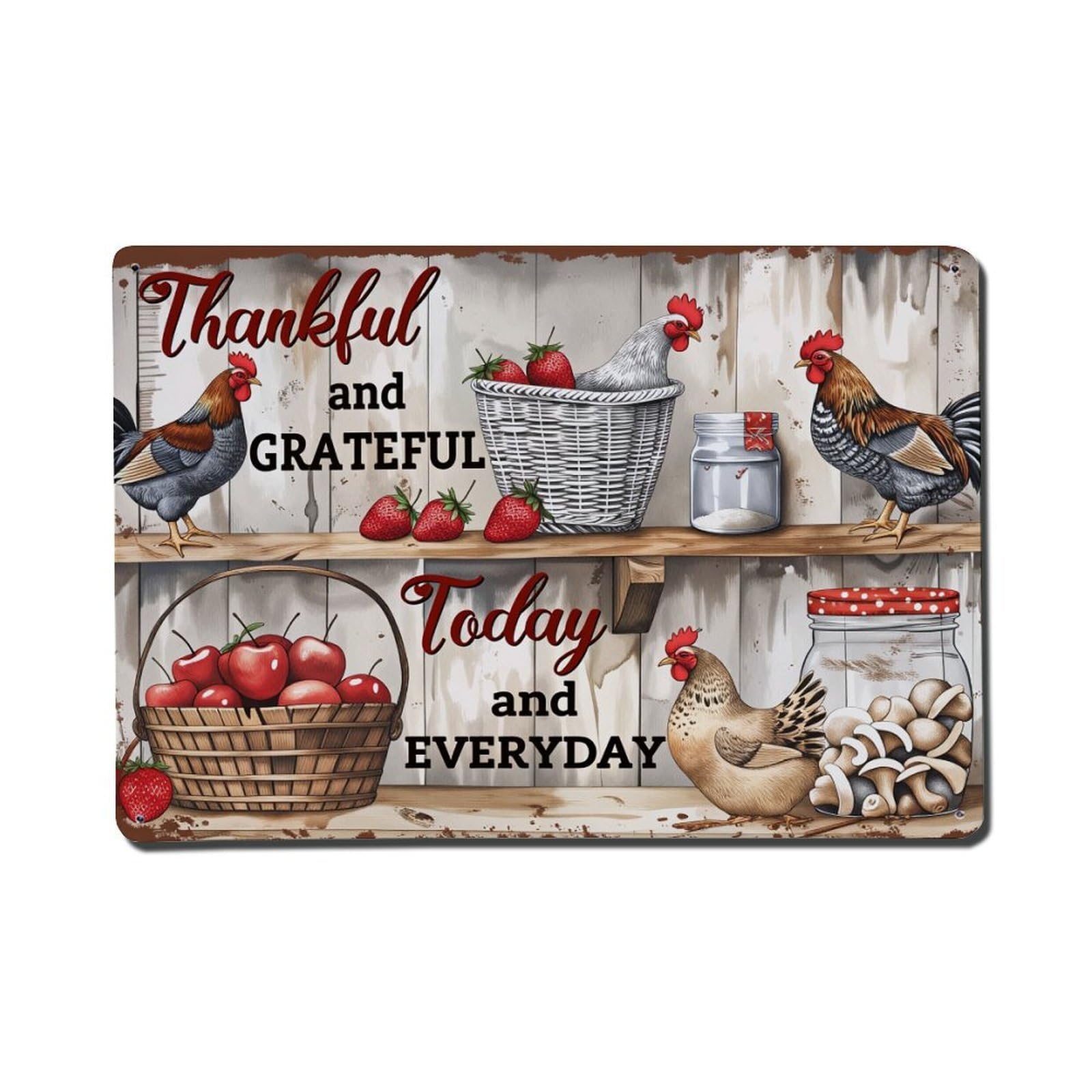 Thankful And Grateful Today And Everyday Tin Sign Vintage Metal Poster, Home Bar Garage Man Cave Cafe Indoor & Outdoor Wall Decoration 8x12Inches
