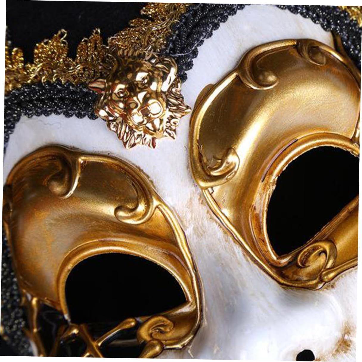 Artibetter Maschera Veneziana Nera a Tutto Volto in Plastica e Tessuto Decorazione a Campanello per Performance di Carnevale ed Esposizioni di Animazione