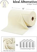 Vista 6 de Fantasticlean Rollo de paño de limpieza de microfibra, paquete de 75 toallas de microfibra extraíbles, 12 x 12 pulgadas, reutilizables, lavables