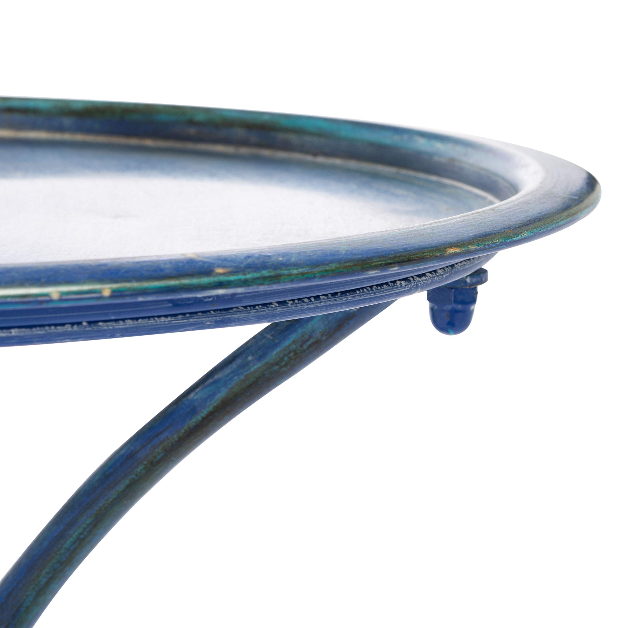 Safavieh Outdoor Collection Kensi PAT5025C - Bañera para pájaros de hierro envejecido, para jardín, patio, patio trasero, azul musgo