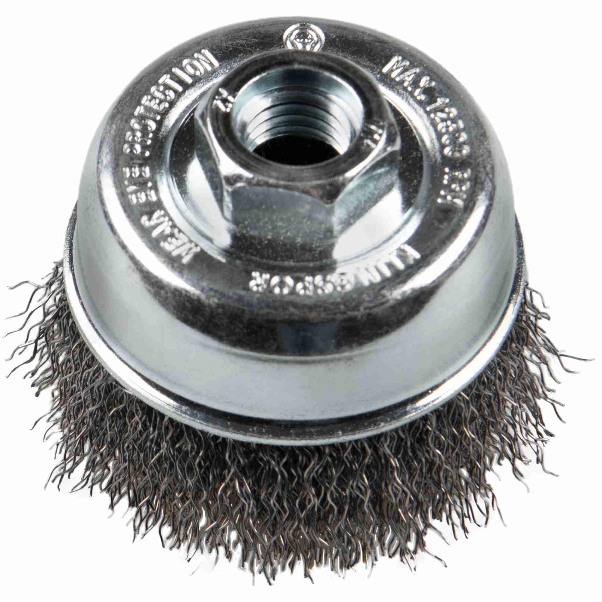 Brosse boisseau en acier 80 mm meuleuse filetage M14 fil 0,3 mm