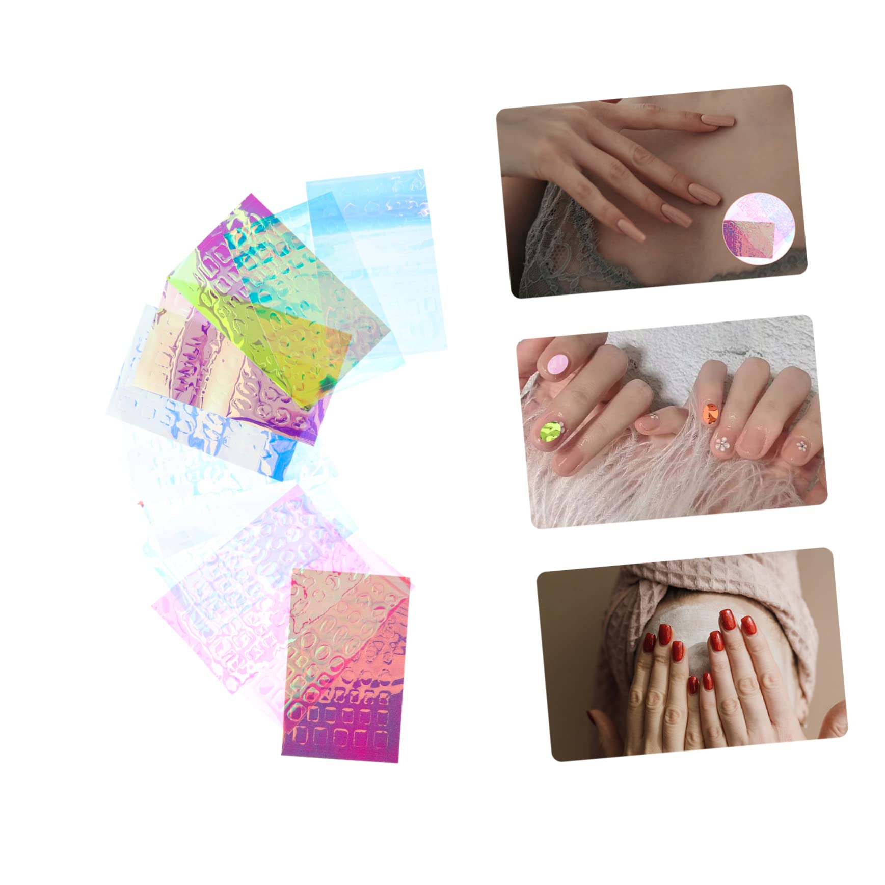 NOLITOY 55hojas Calcomanías De Uñas Decoración De Manicura Creativa Para Chicas Efecto Espejo y Transparente Para Salones y Uso Casa