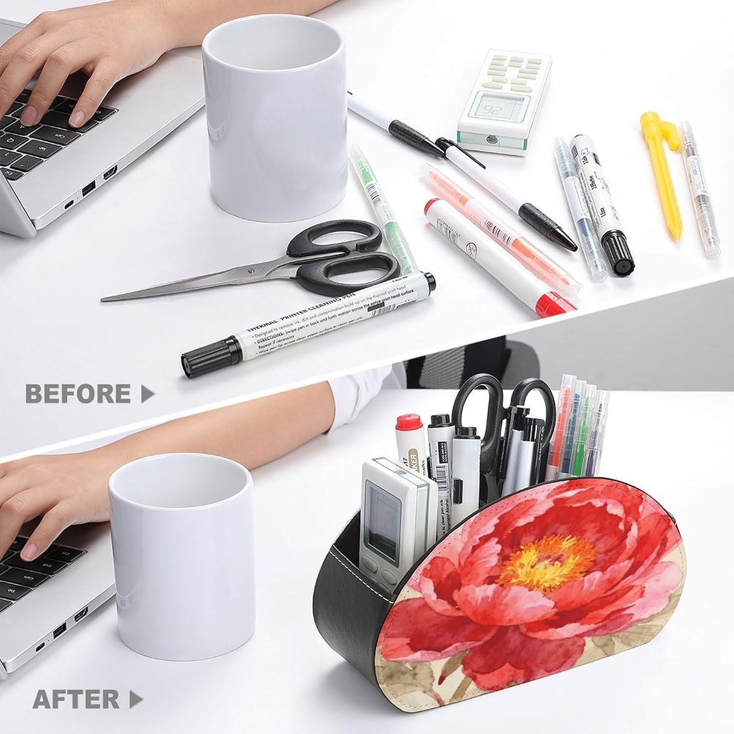 Personalized PU Leather Remote Control Holder with 5 Compartments image 3