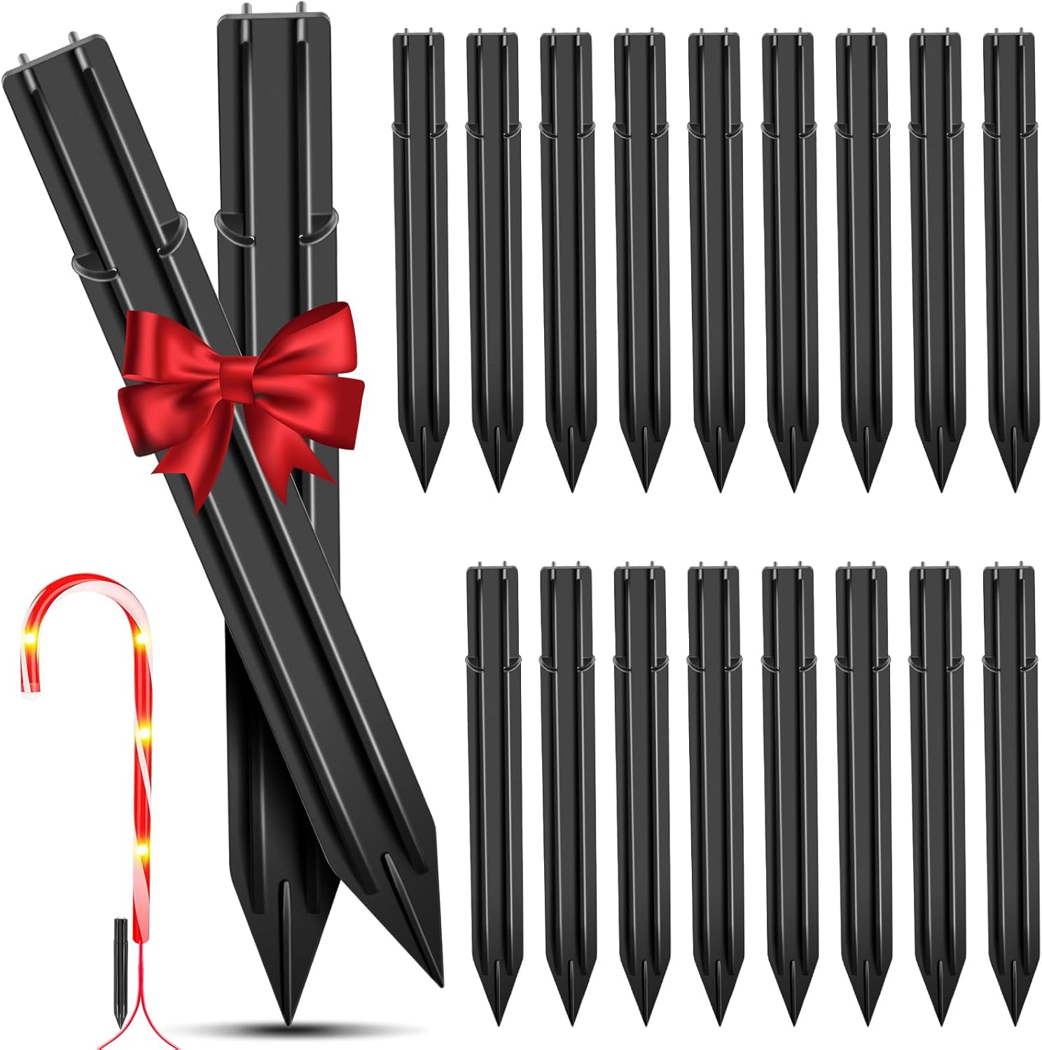 36PCS 0.6x6.05'' Replacement Stakes for Christmas Candy Cane Lights Plastic Pathway Light Spikes,Christmas Light Spike Replacer for Outdoor Candy Cane Lights Use on Path Walkway Lawn Garden