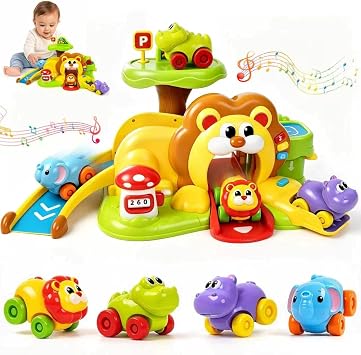 Marstone Bilingual Musical Slide Race Track Toy for Toddlers 1-3 Year Old