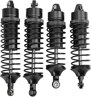4pcs RC Front Rear Shock Absorbers Aluminum RC Spring Damper for LOSi Lasernut U4 Tenacity 1/10 Off Road Cars(Black)