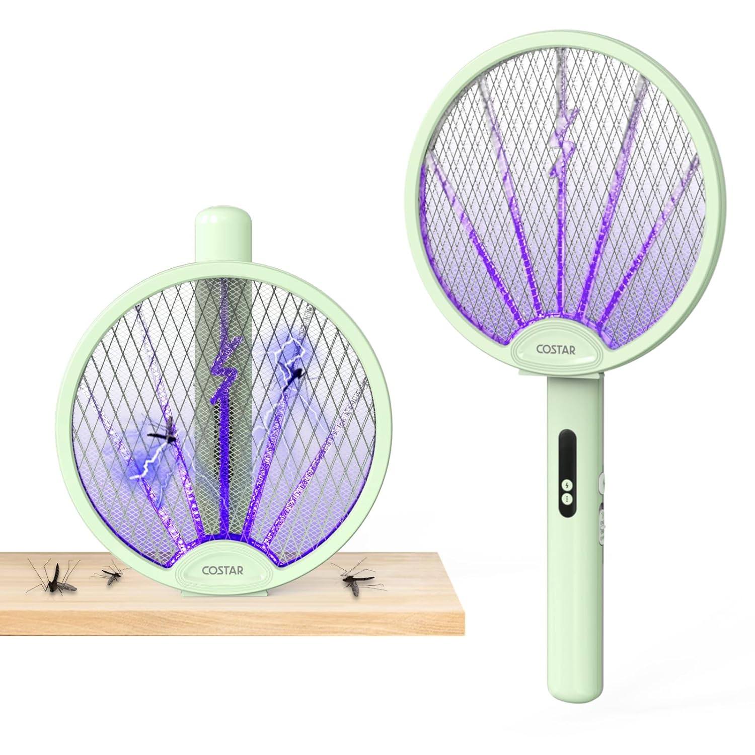 COSTAR Mosquito Bat with UV Light, Foldable Mosquito Racket Rechargeable, 2 in 1 Auto Mosquito Killer, Racket for Mosquitoes, Electric Fly Swatter with Lithium-ion Battery, Green - Amazon product rated Grade B