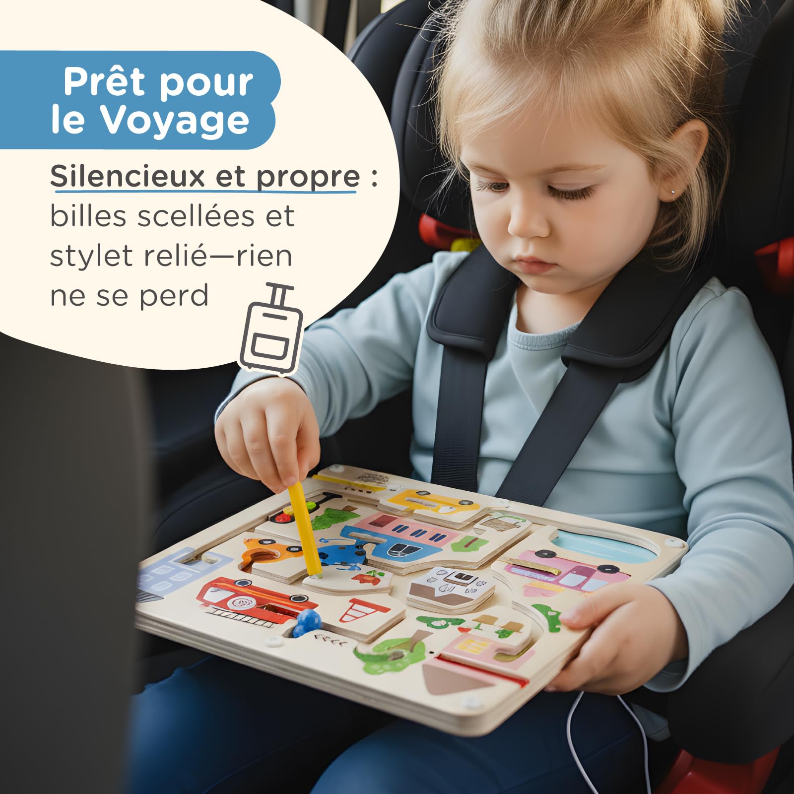 Nene Toys Jeu Magnétique pour Enfant – Labyrinthe Magnétique 2+ Ans – Jouet Voyage Voiture/Avion – Busy Board Enfant – Apprentissage Montessori, Motricité Fine & Coordination Oeil-Main, sans Écran
