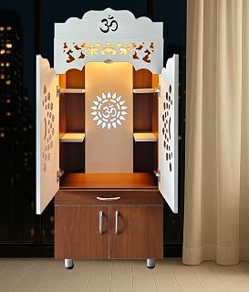 Alpine Willow Wooden Temple for Home with Doors Large Size (Pre-Assembled) Mandir for Home Big Size Pooja mandir with Door... Price In India