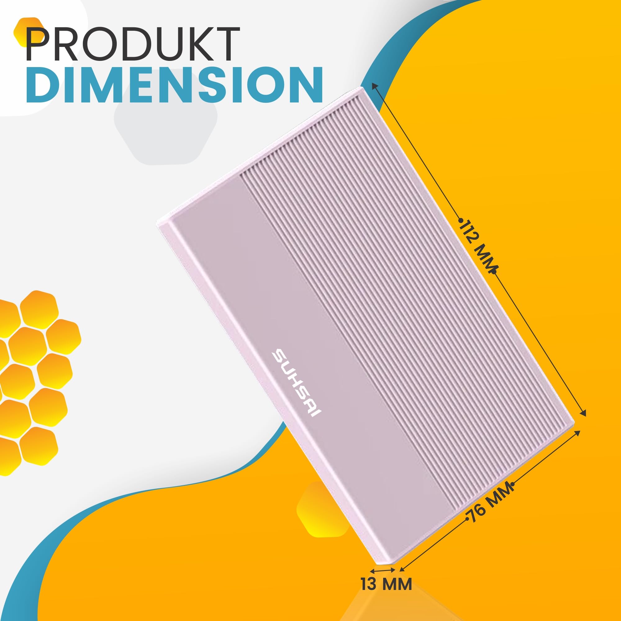 SUHSAI Externe Festplatte, 1 TB, Externe Festplatte, Backup-Laufwerk, USB 3.0, Hochgeschwindigkeits-Datenübertragungsfestplatte, kompatibel mit Mac, Laptop, Desktop-Spielekonsole - Pink - 5